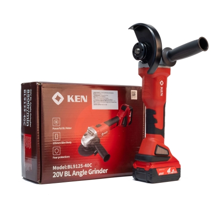 Аккумуляторная углошлифовальная машинка KEN BL9125-40C (20V/4.0Ah) д.125/8500об./мин. 