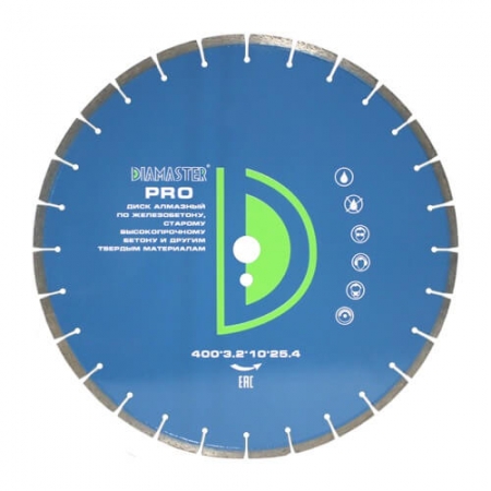 Диск сегментный DIAMASTER Pro 400*25,4*28z железобетон