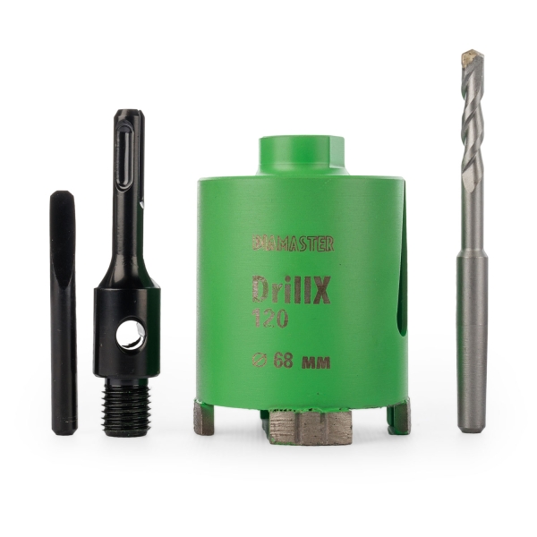Алмазная коронка Diamaster DrillX-120 по ж/бетону и кирпичу 68 мм (М16/SDS+) dry Laser